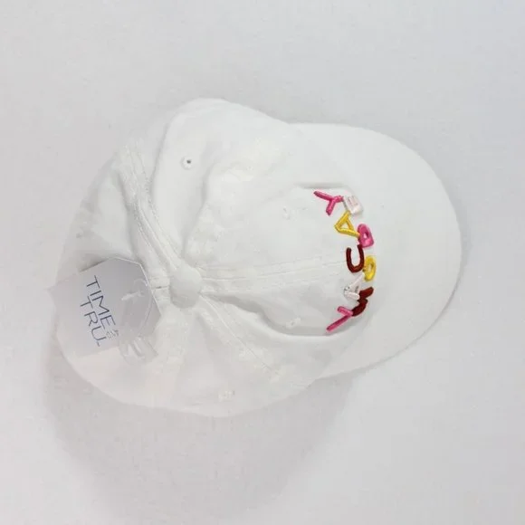 Time And Tru Cream Vacay Mode Cap Baseball Hat Women's One Size NWT Ivory White - Picture 5 of 6